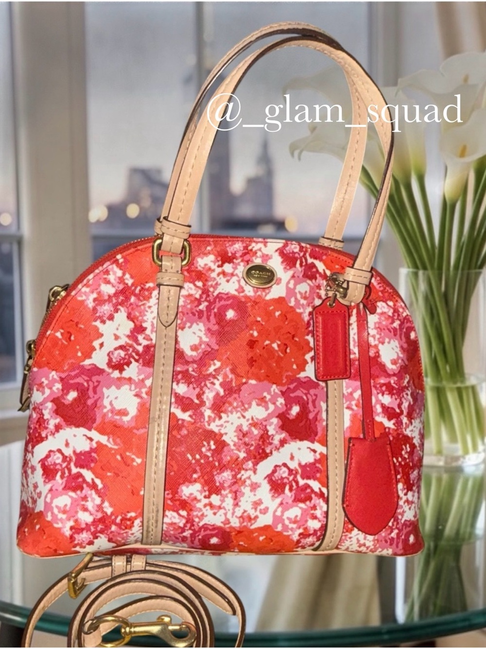 Coach Peyton Floral Cora Domed Satchel with strap